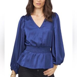 New w/tags Sam and Jess royal blue v neck blouse with smocked waist size XS